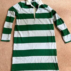 J. Crew Always Rugby Dress Size Small Green and White/Grey Stripe